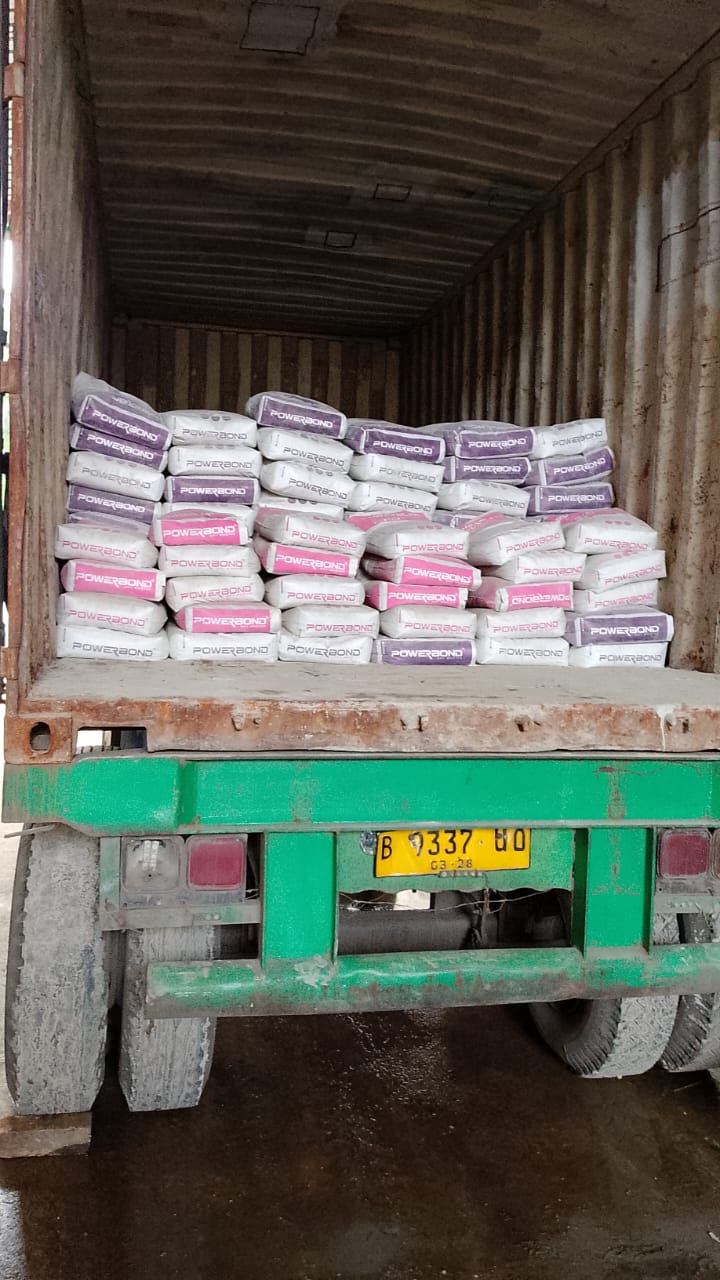 Pengiriman material Plasteran Powerbond PRO 879, Acian Powerbond PRO 869 & Perekat Bata Ringan Powerbond PRO 889